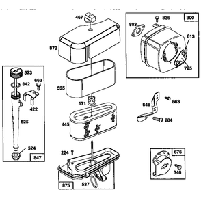 Air Cleaner Assembly Diagram and Parts List for 259700-259799 0102, 0104, 0117 Briggs and Stratton Engine
